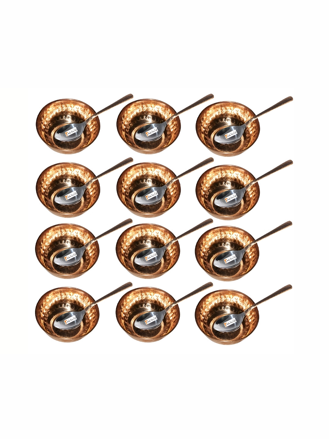 PRISHA INDIA CRAFT Brown & 12 Pieces Copper Glossy Bowls