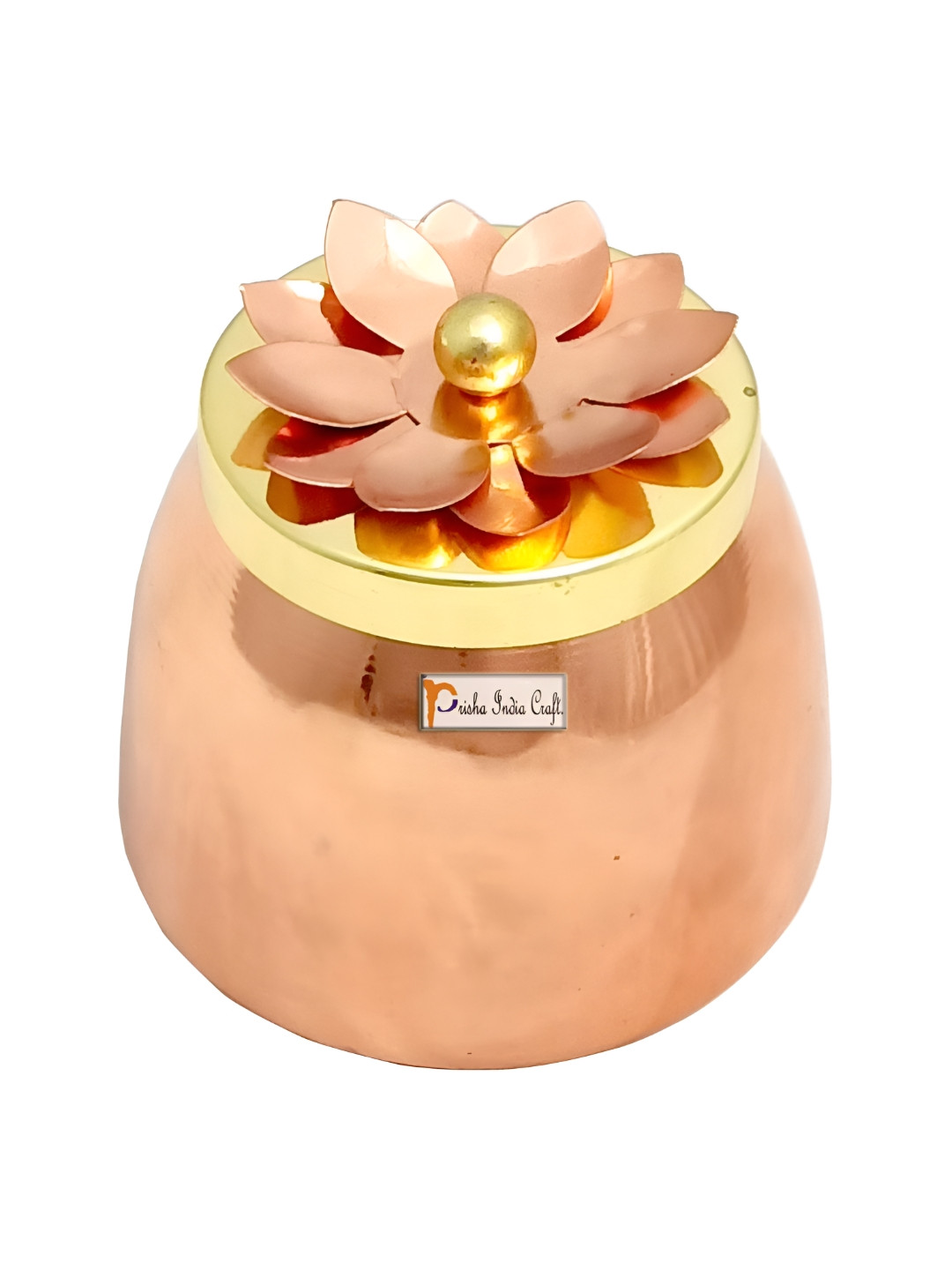 Prisha india Craft Brown Copper Clip-On Canister