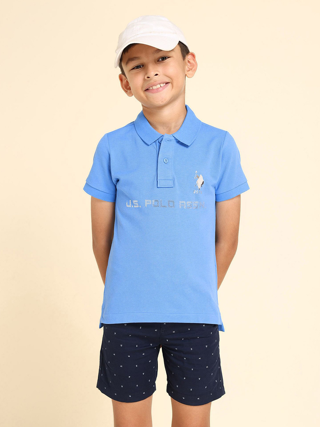 U.S. Polo Assn. Kids Boys Metallic Print Polo Collar T-shirt