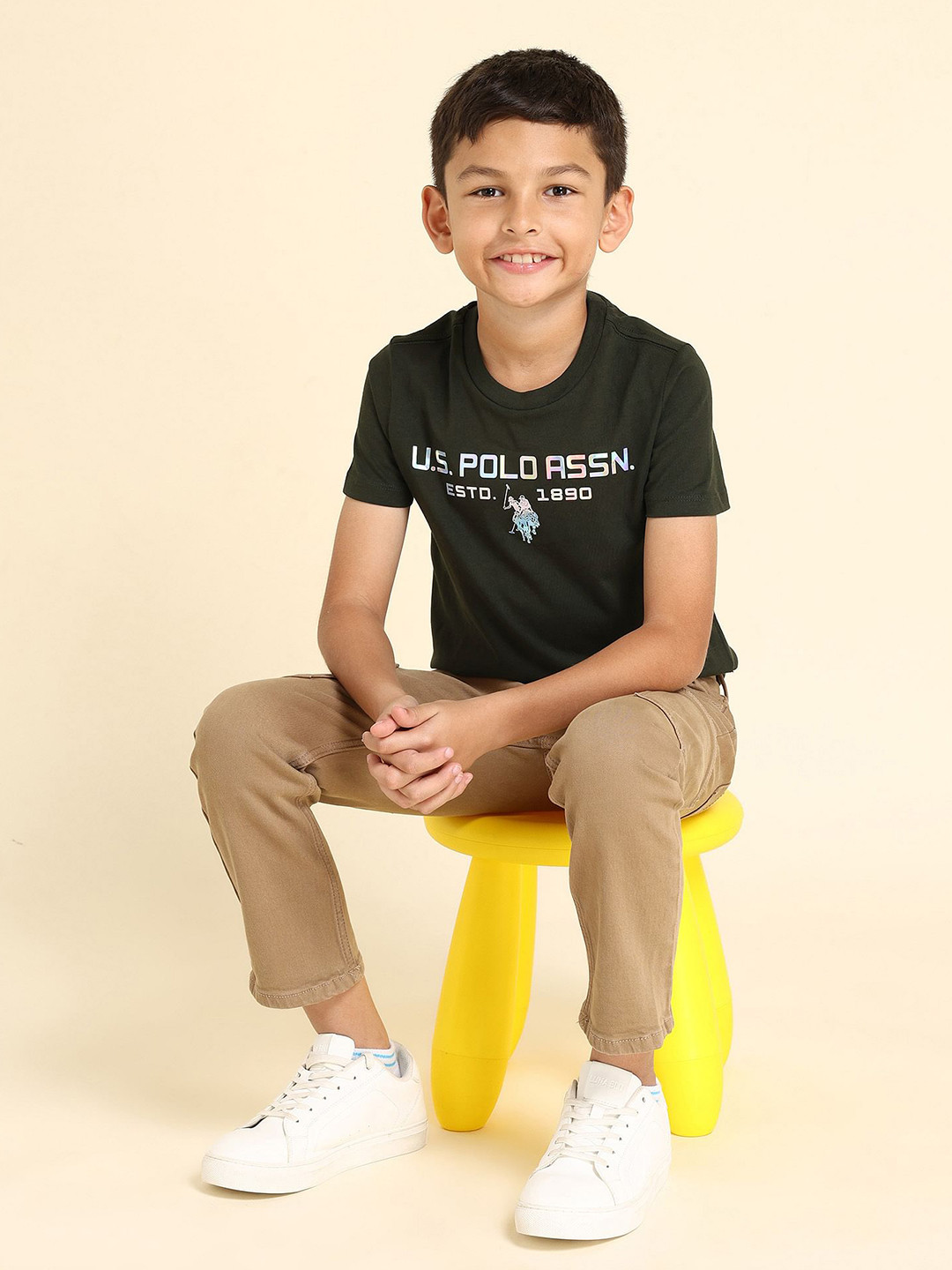 U.S. Polo Assn. Kids Boys Typography Printed Raw Edge T-shirt