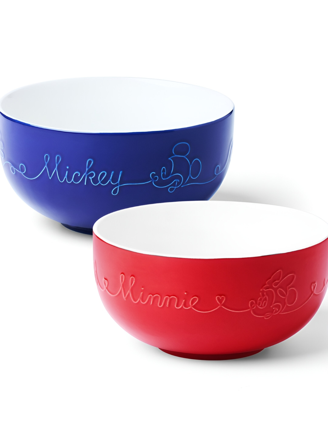 MEYER Disney Bon Voyage Red & Blue 2 Pieces Ceramic Dishwasher Safe Serving Bowls