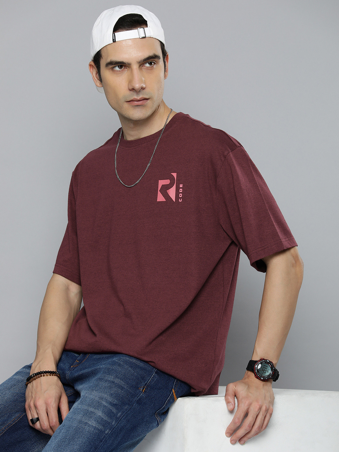 R.Code by The Roadster Life Co. Men Brand Logo Printed T-shirt