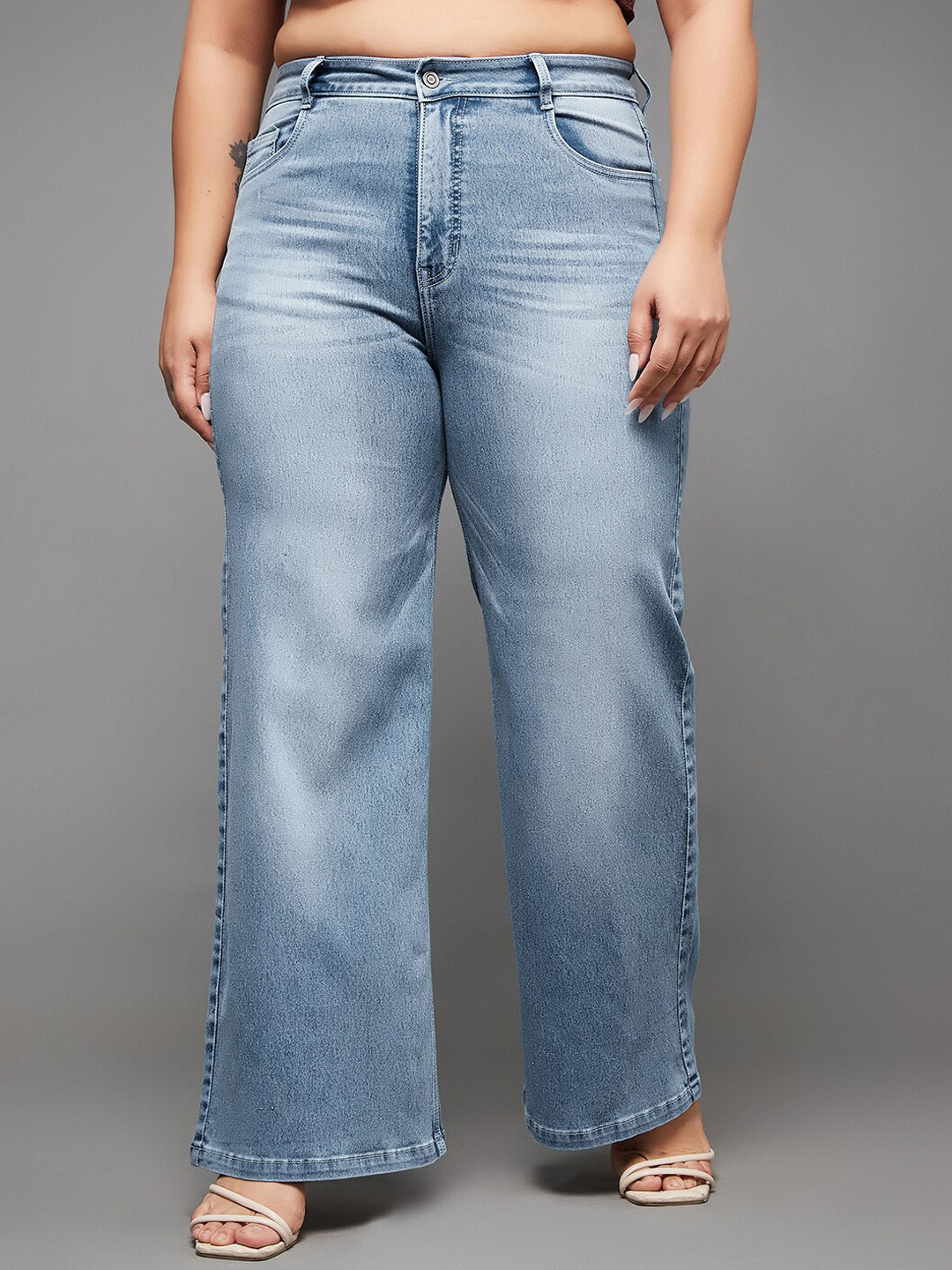 Miss Chase A+ Women Plus Size Wide Leg High-Rise Stretchable Jeans