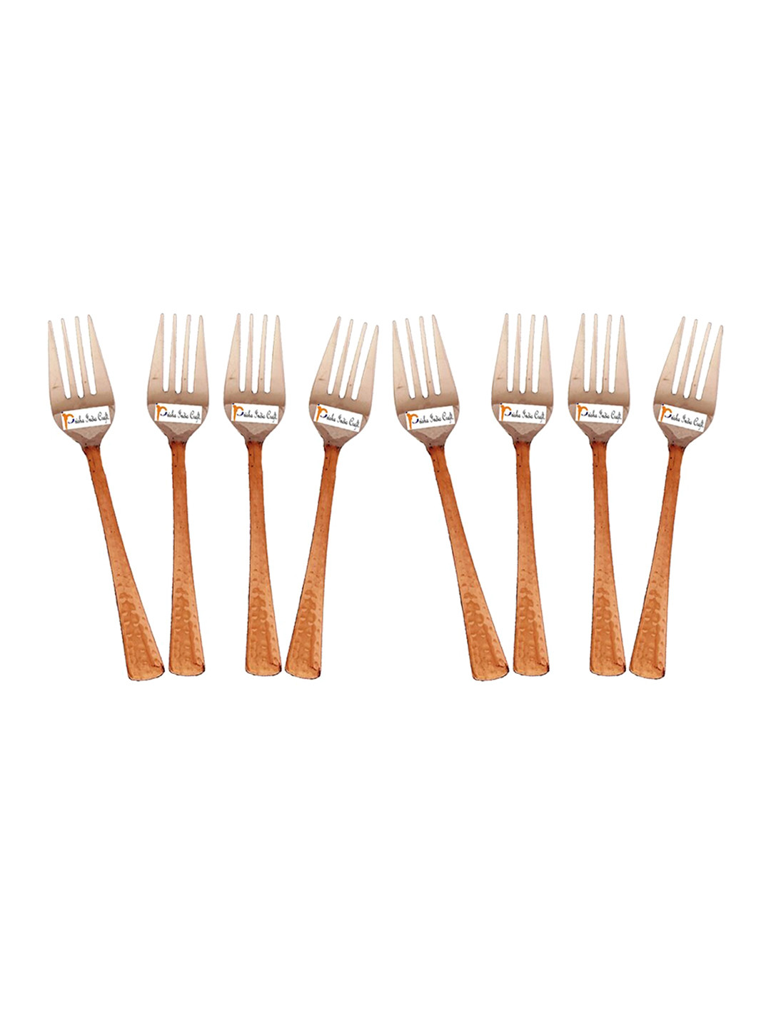 PRISHA INDIA CRAFT 8-Pcs Brown Hammered Fork Cutlery