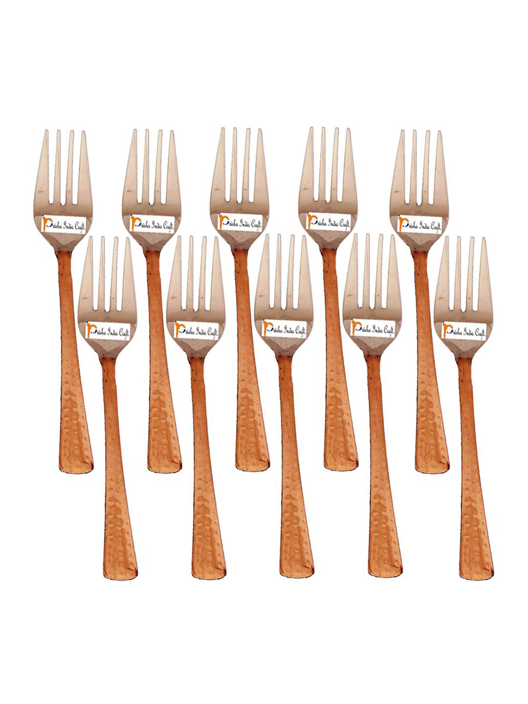 PRISHA INDIA CRAFT 10-Pcs Brown Hammered Stainless Steel Cutlery