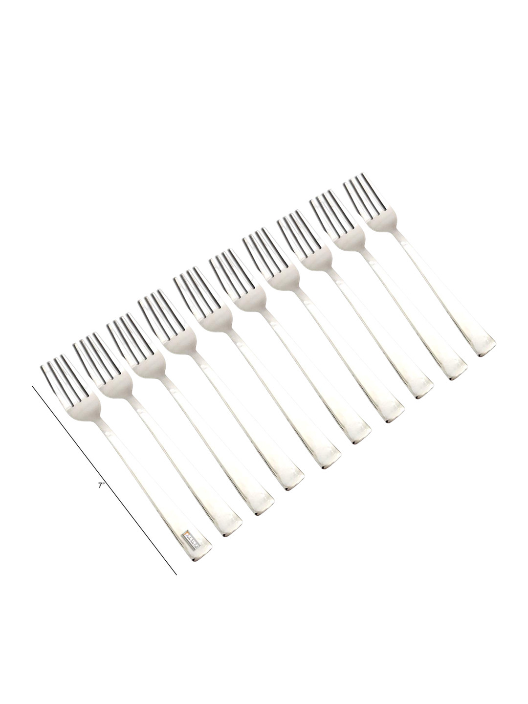 PRISHA INDIA CRAFT Set Of 10 White Stainless Steel Fork