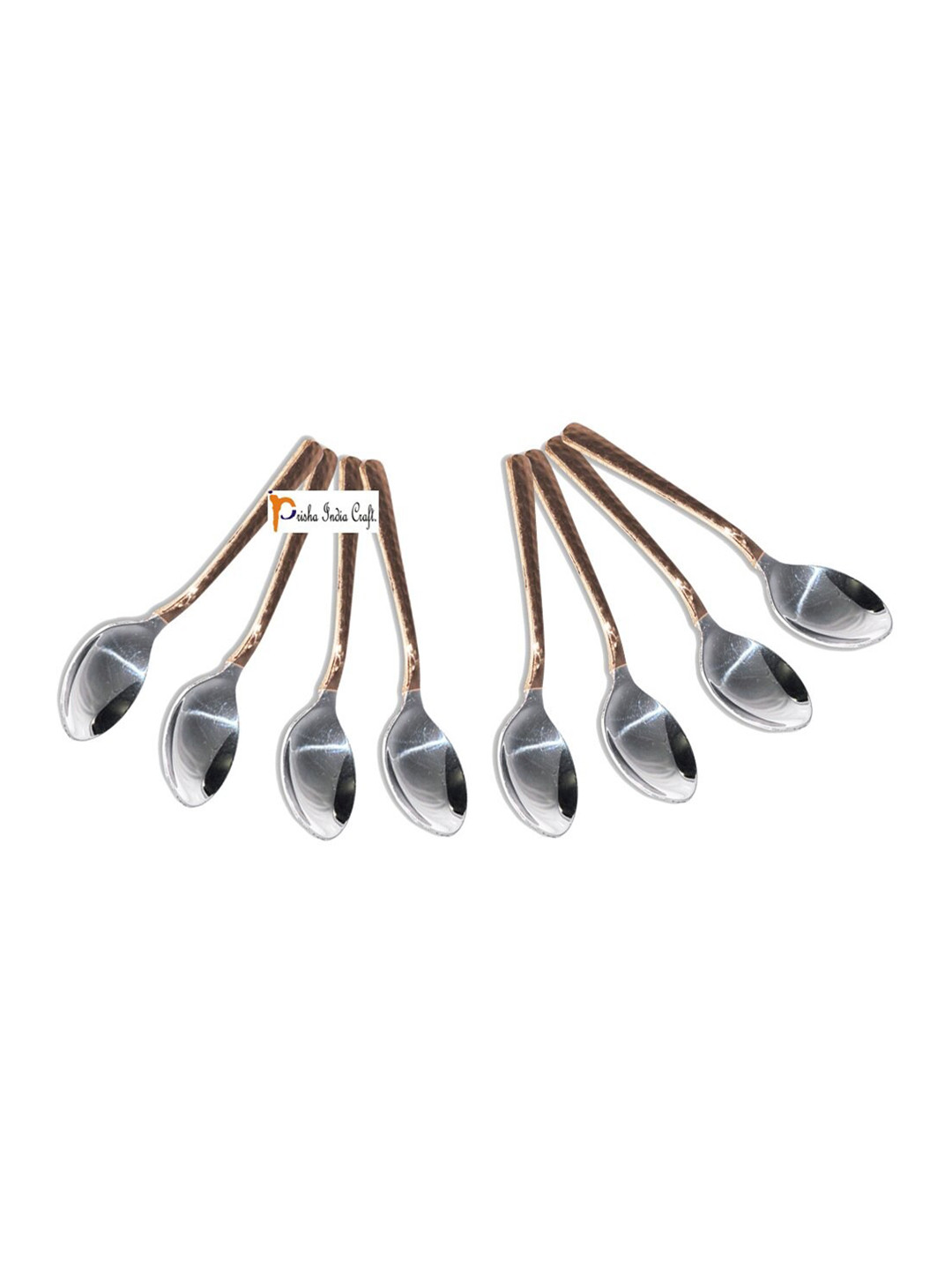 PRISHA INDIA CRAFT 8Pcs Grey & Brown Tea Spoon Set