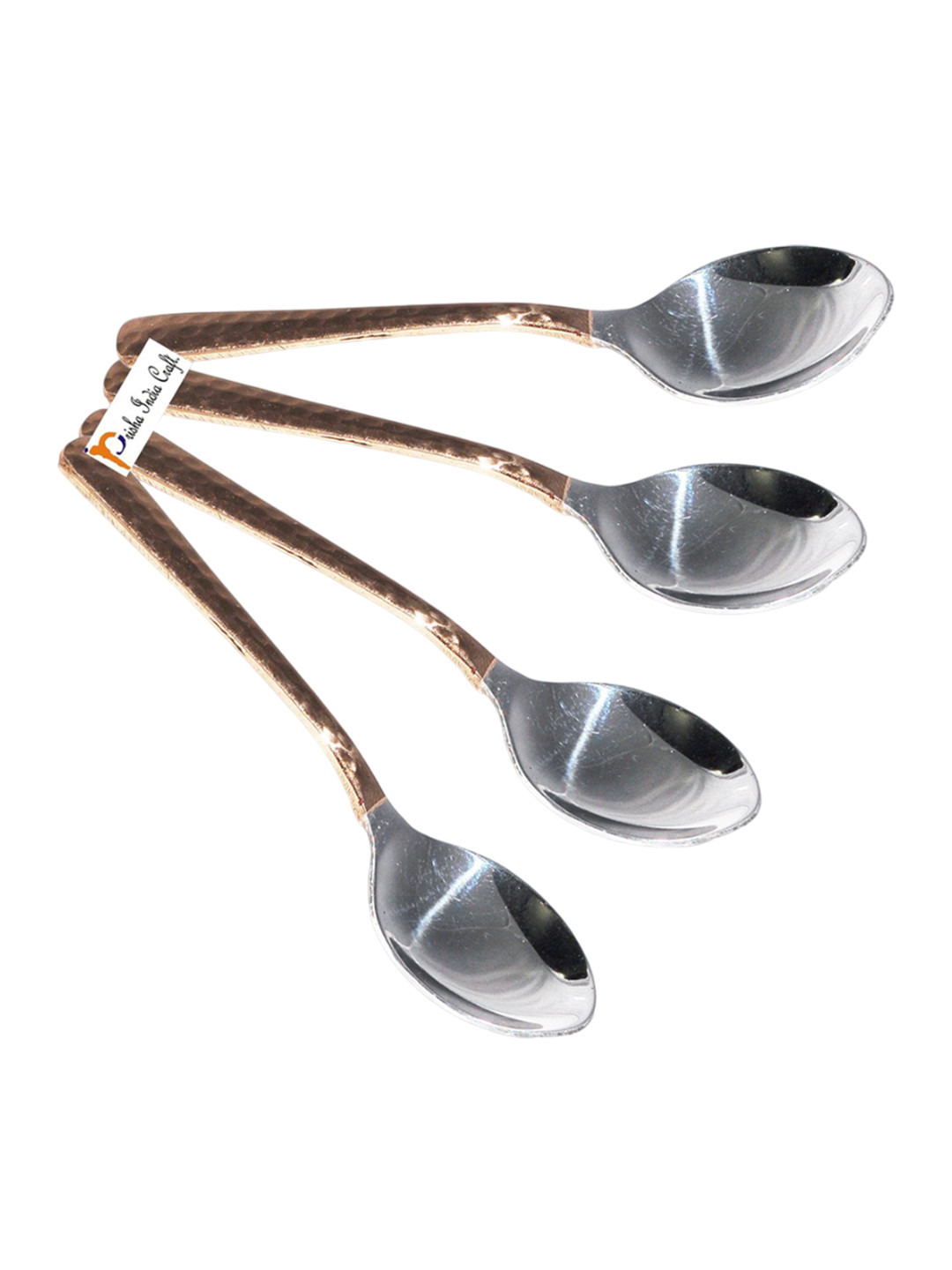 PRISHA INDIA CRAFT Set Of 4 Brown Stainless Steel  Dessert Spoons