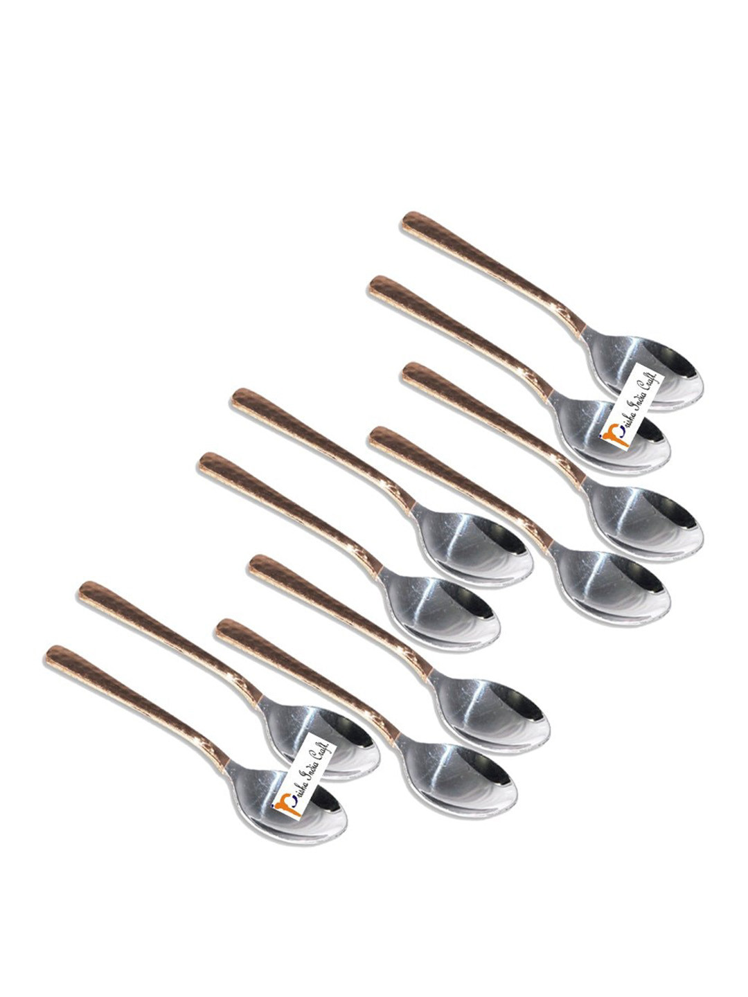 PRISHA INDIA CRAFT Set Of 10 Brown Stainless Steel Dessert Spoons