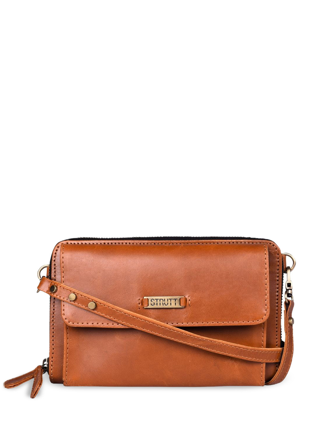 STRUTT Women Textured Leather Zip Around Wallet