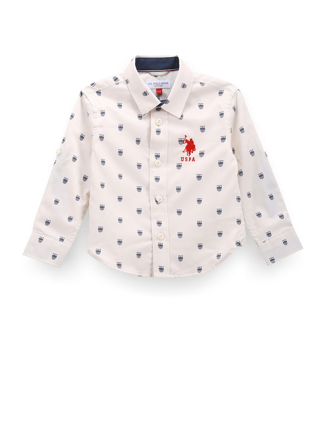 U.S. Polo Assn. Kids Boys Logo Printed Spread Collar Classic Casual Shirt