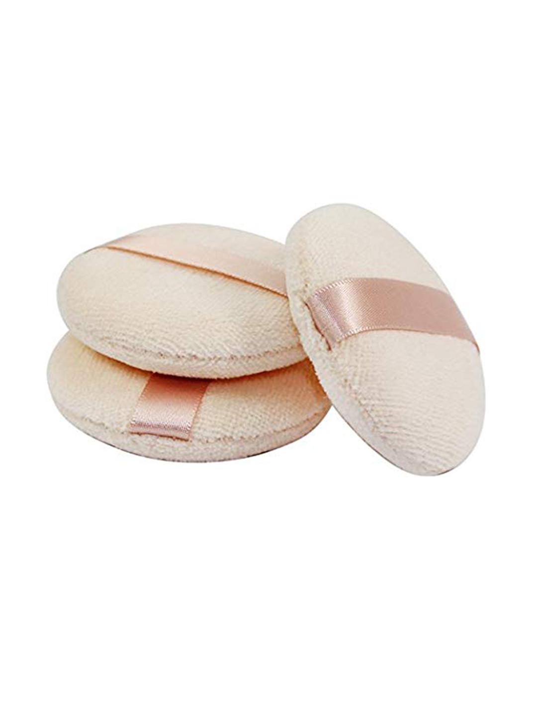 CHRONEX Set Of 3 Round Soft Powder Puffs With Strap