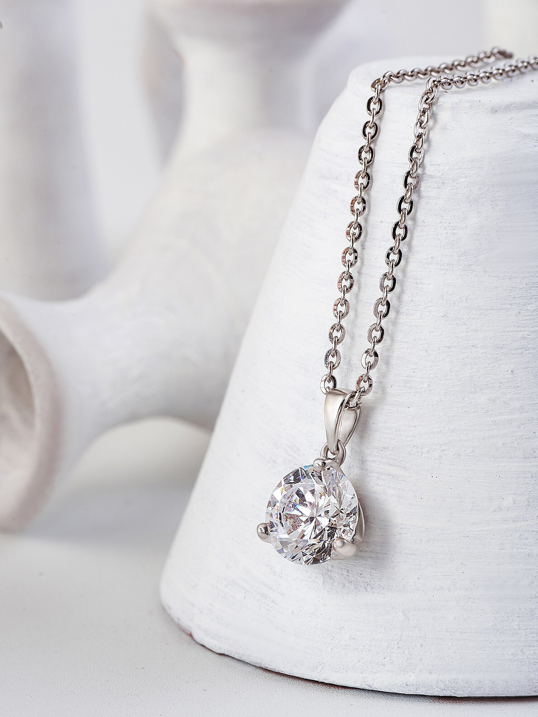 SILBERRY Silver-Plated Diamond Shaped Pendants with Chains