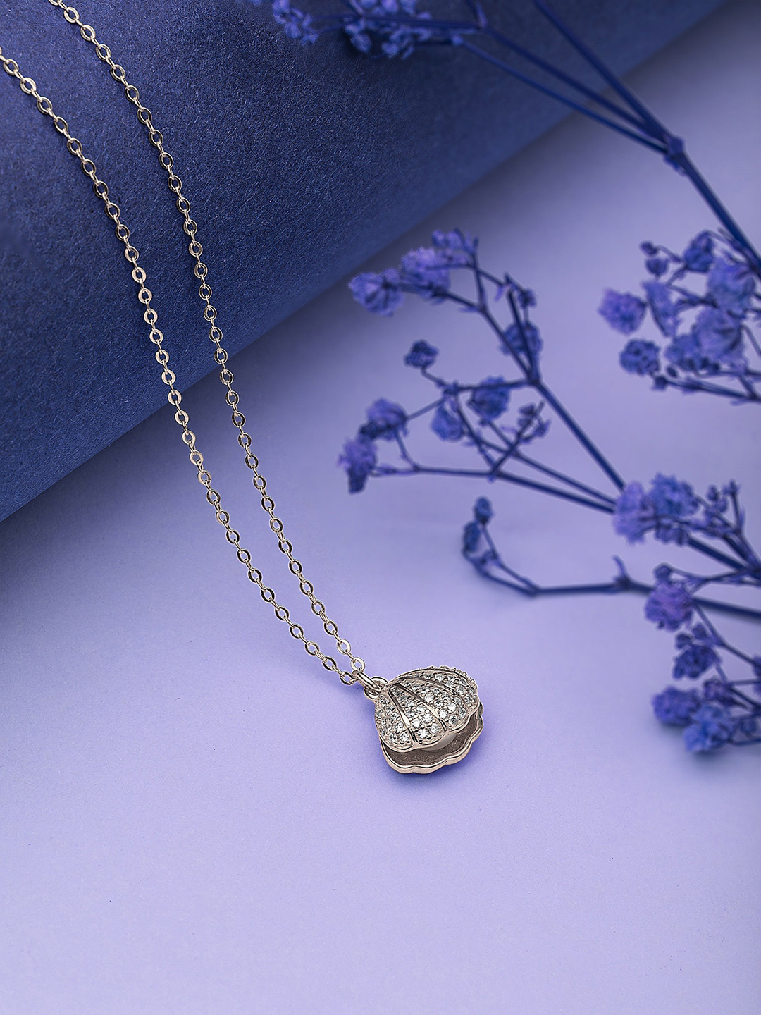 SILBERRY Silver-Plated Diamond Shaped Pendants with Chains