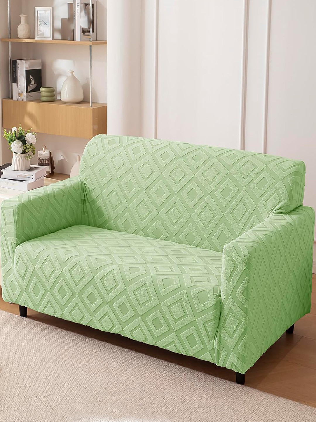 HOUSE OF QUIRK Jacquard Fabric 4 Seater 220 GSM Textured Sofa Cover