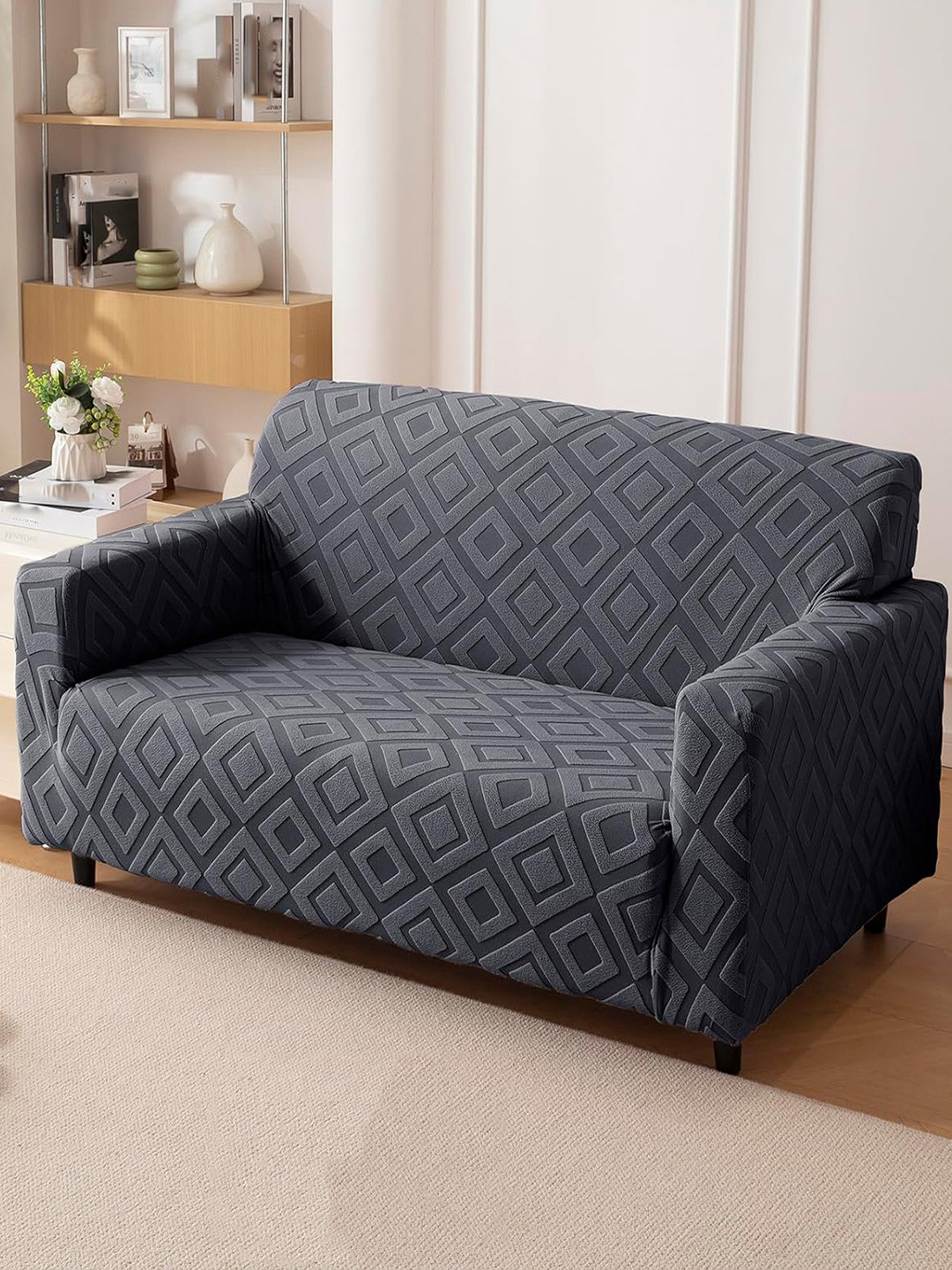 HOUSE OF QUIRK Jacquard Fabric 4 Seater 220 GSM Textured Sofa Cover