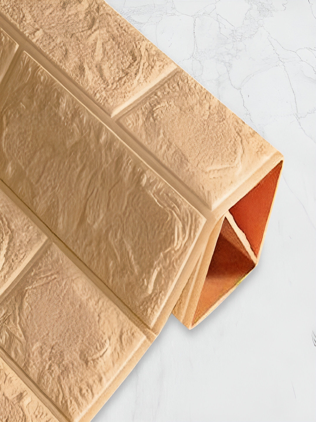 Kuber Industries 4-Pcs Cream-Colored 3D Bricks Self-Adhesive Wall Stickers