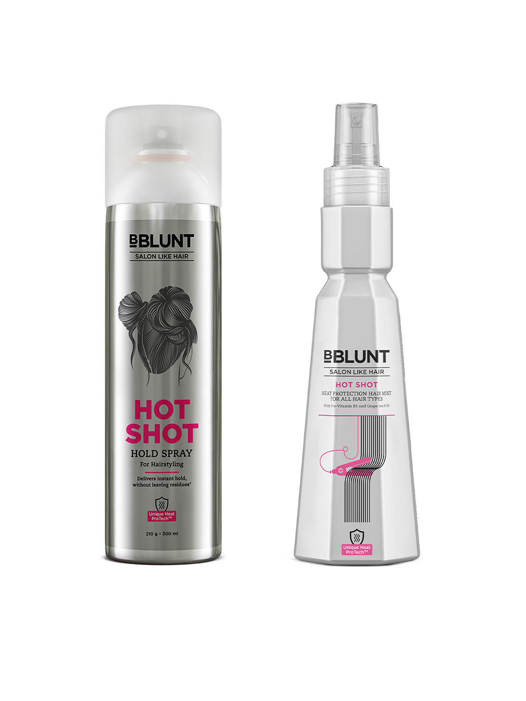 BBLUNT Set of Hot Shot Hold Hair Spray - 300 ml & Hot Shot Heat Protection Mist - 150 ml