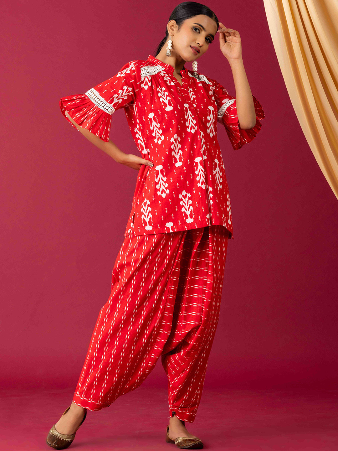 Laado - Pamper Yourself Printed Pure Cotton Band Collar Co-Ords