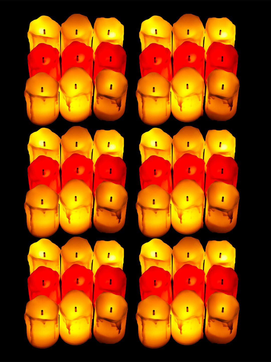 Kuber Industries 12Pcs Red & Yellow Led Candles Table Lamp