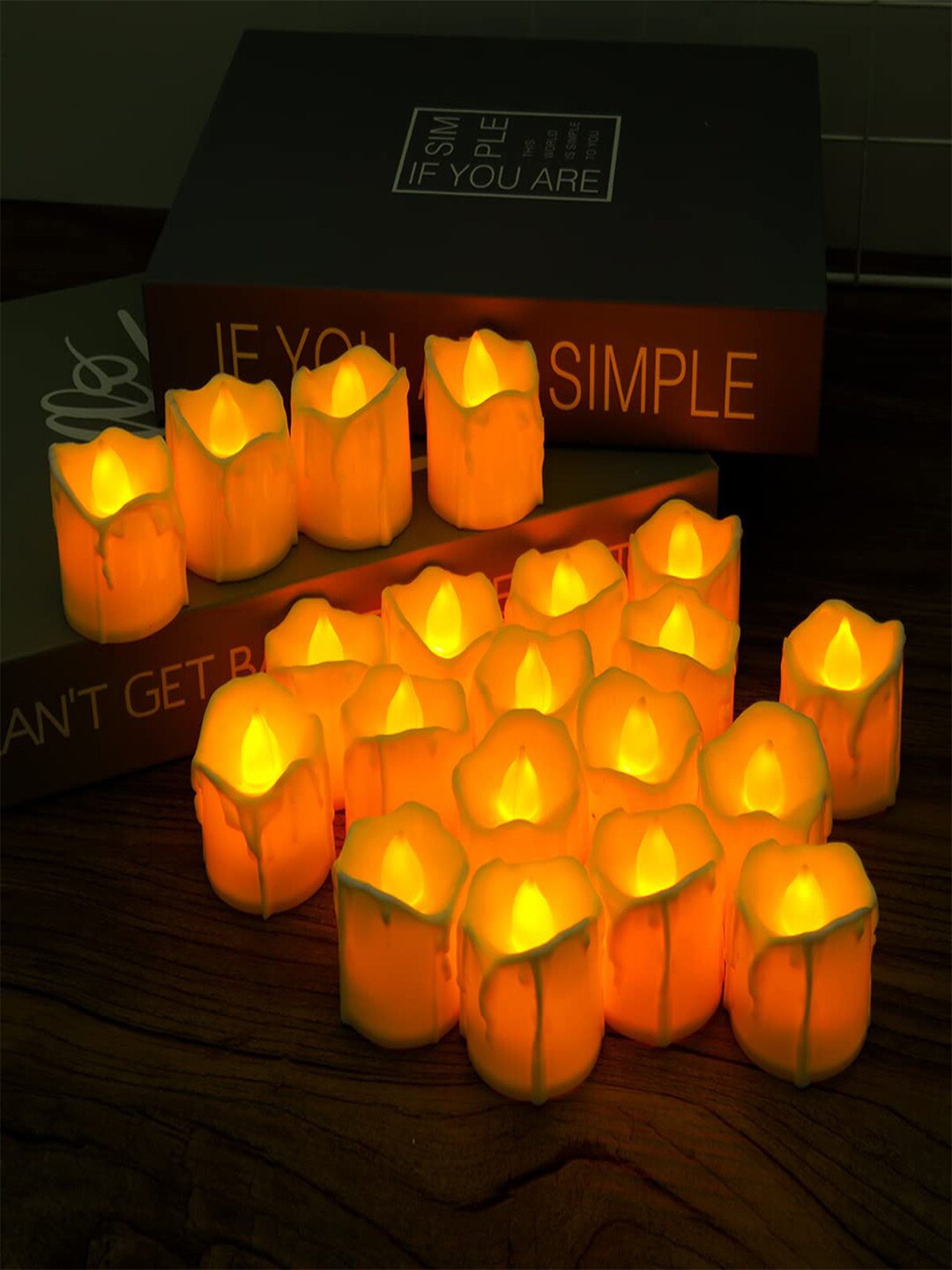 Kuber Industries 24Pcs White & Yellow Led Candle Table Lamp