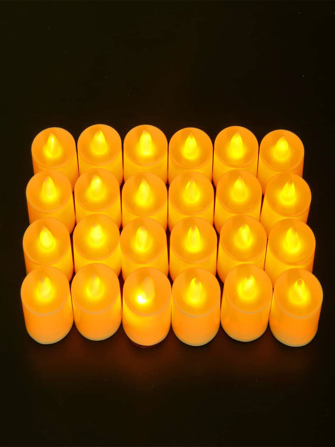 Kuber Industries 24Pcs Yellow Led Candle Table Lamp