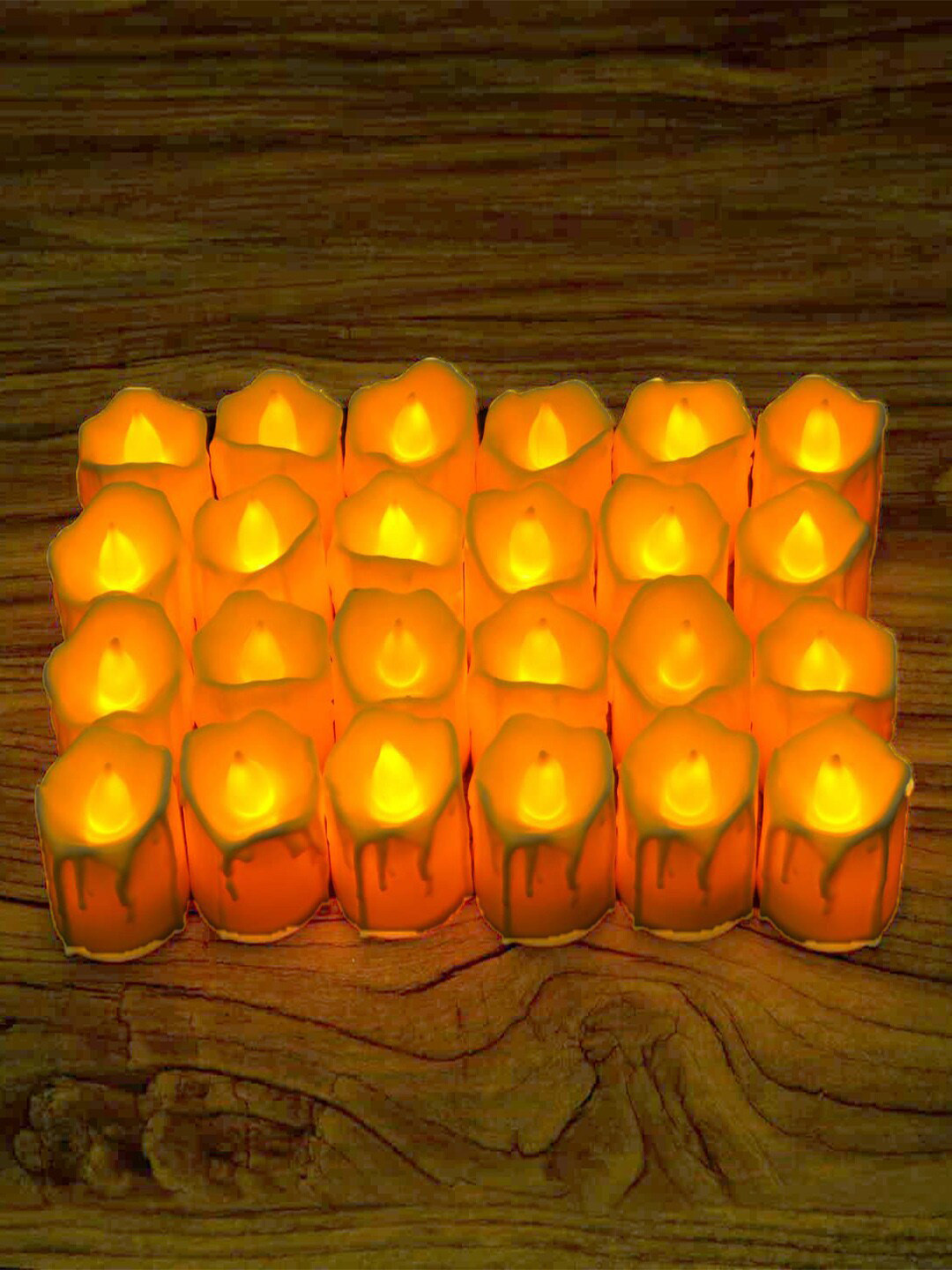 Kuber Industries 24Pcs Yellow Led Candle Table Lamp
