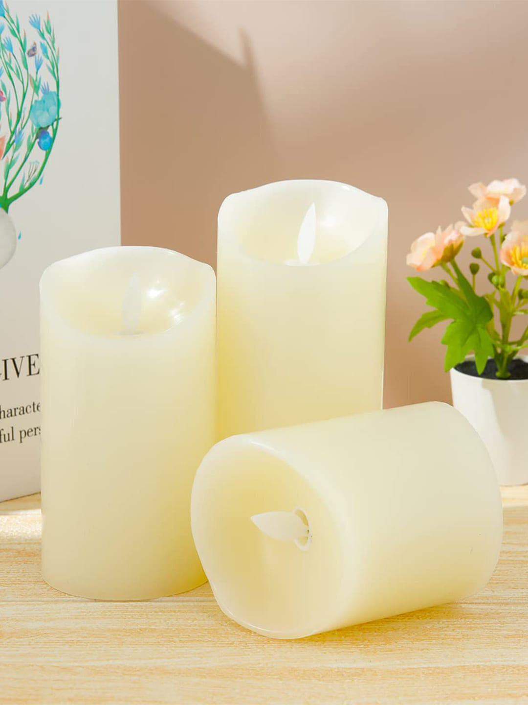 Kuber Industries 15Pcs White & Yellow LED Battery Candles For Home Decoration