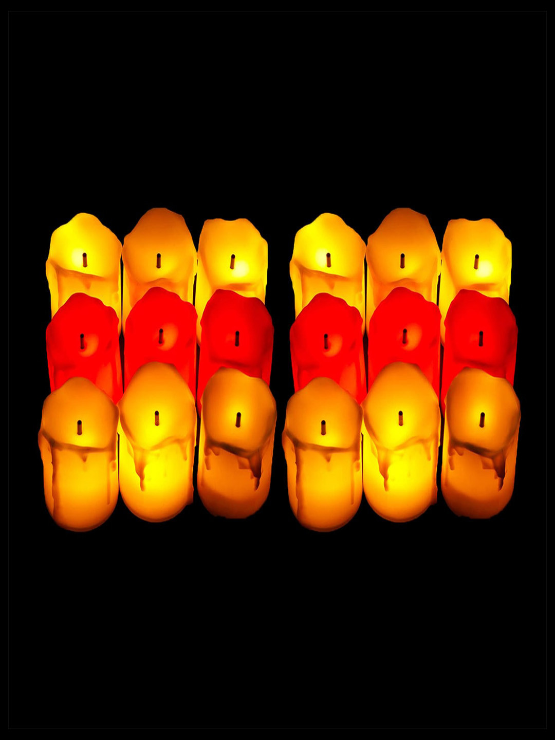 Kuber Industries 12Pcs Red & Yellow Led Candle Table Lamp