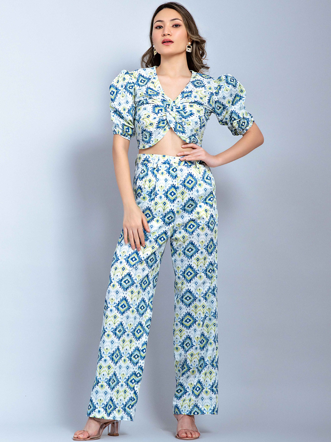 GARDEN PARTY Printed Top With Trouser Co-Ords