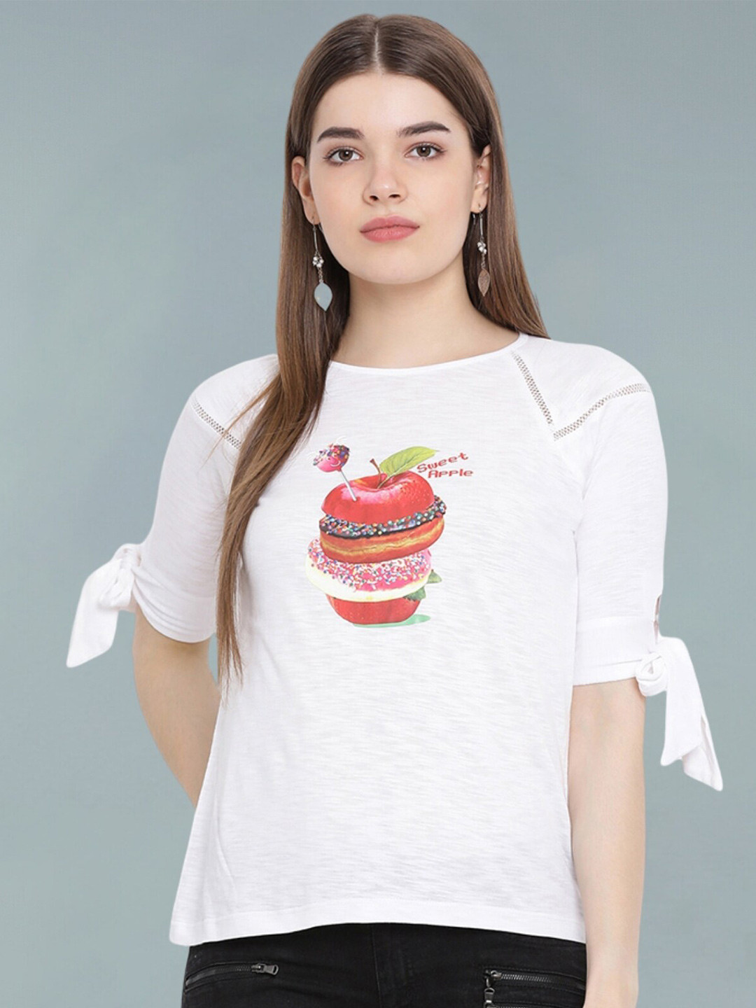 Moda Elementi Print Sheer Top