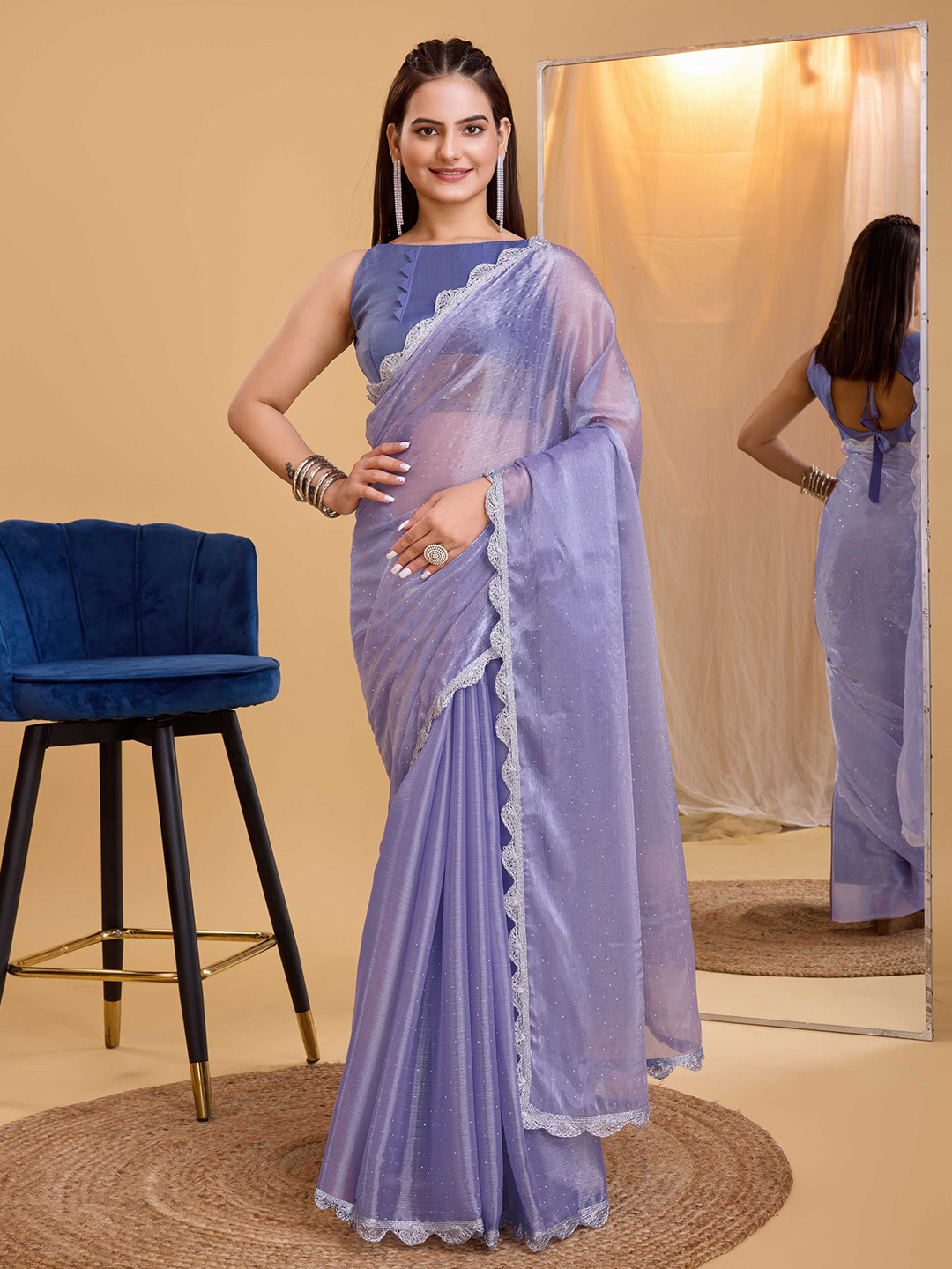 HERE&NOW Burberry Silk Embroidery Saree