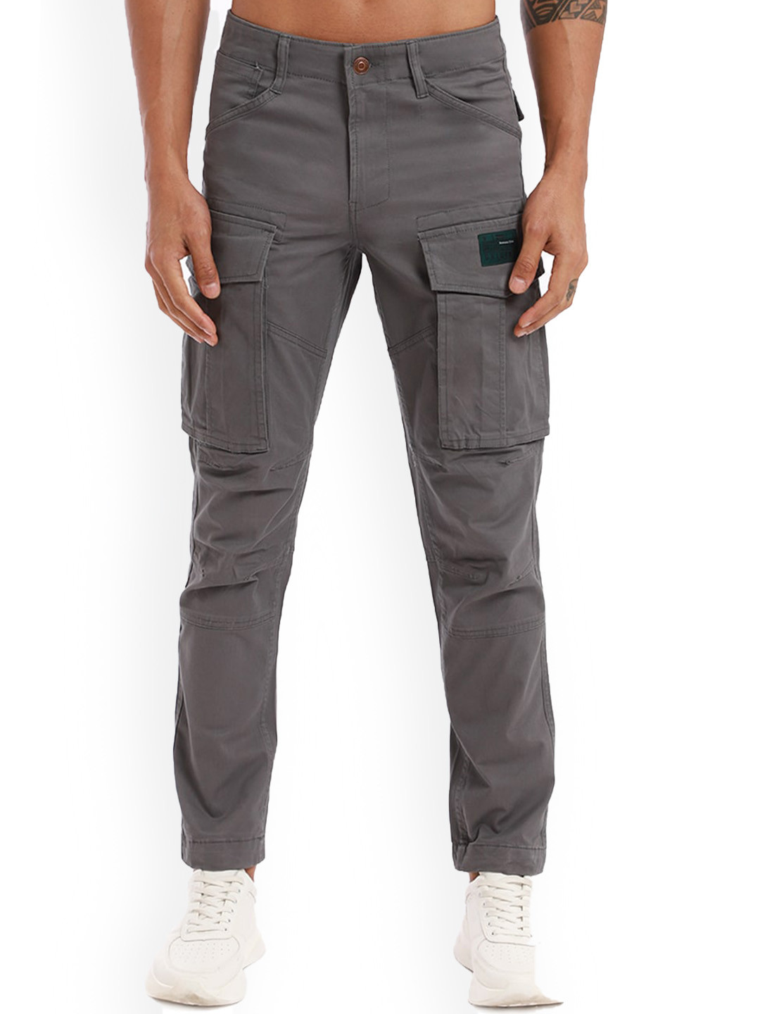 Banana Club Men Cotton Slim-Fit Cargo Track Pants