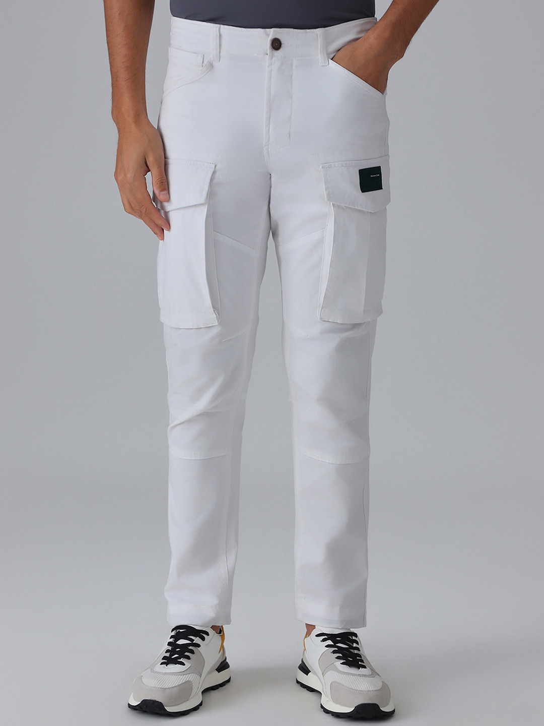 Banana Club Men Cotton Slim-Fit Cargo Track Pants