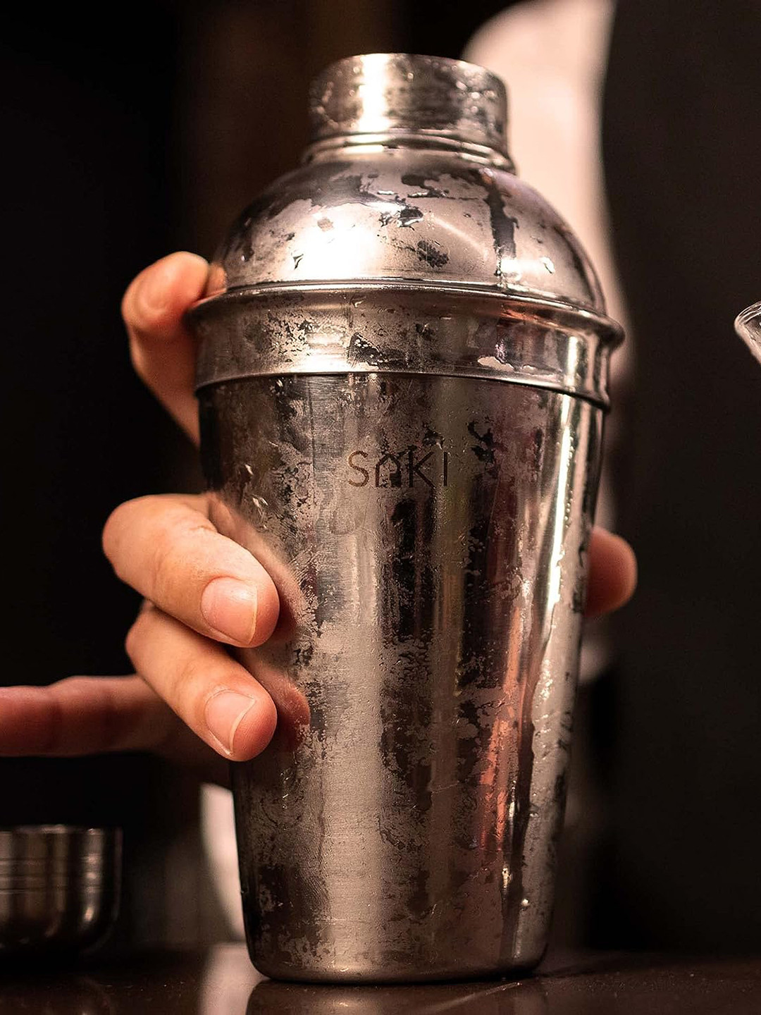 SAKI Silver Toned Stainless Steel Cocktail Set Bar and Drinkware