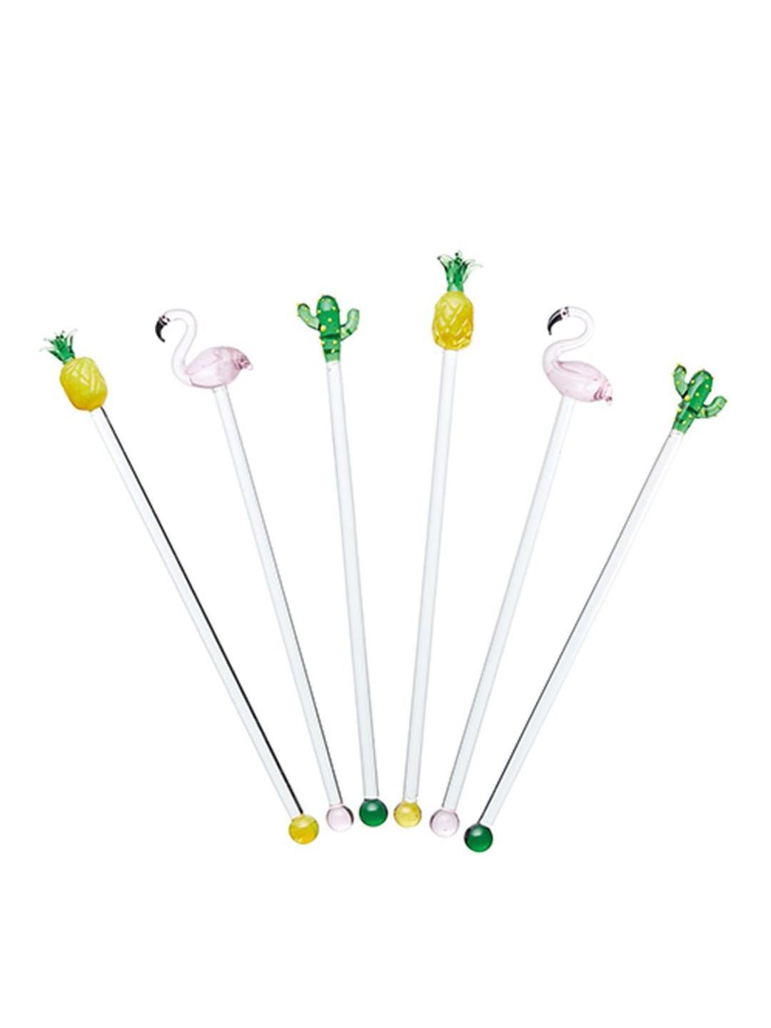 BarCraft 6-Pcs Glass Cocktail Stirring Sticks