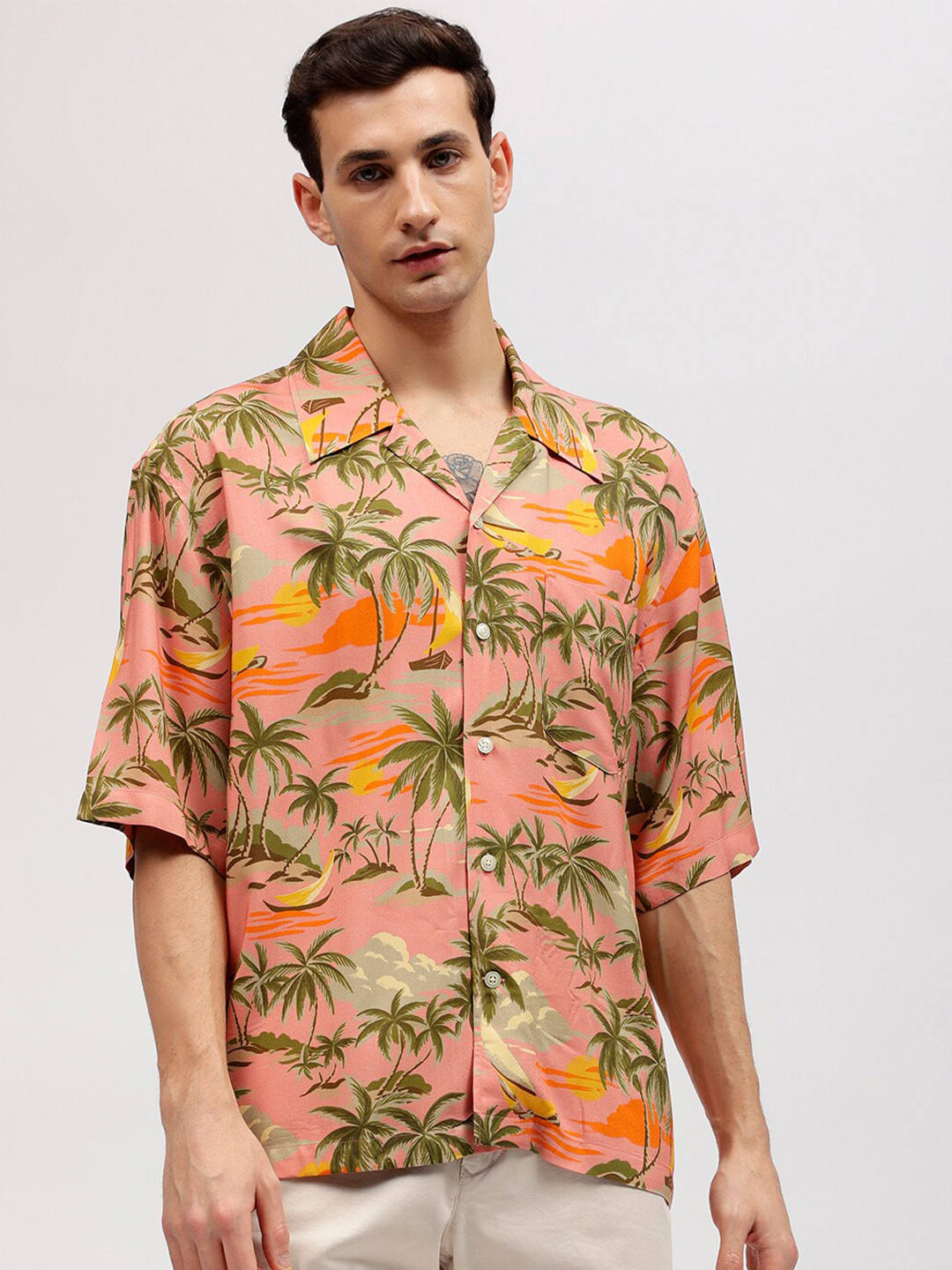 GANT Printed Cuban Collar Relaxed Fit Shirt