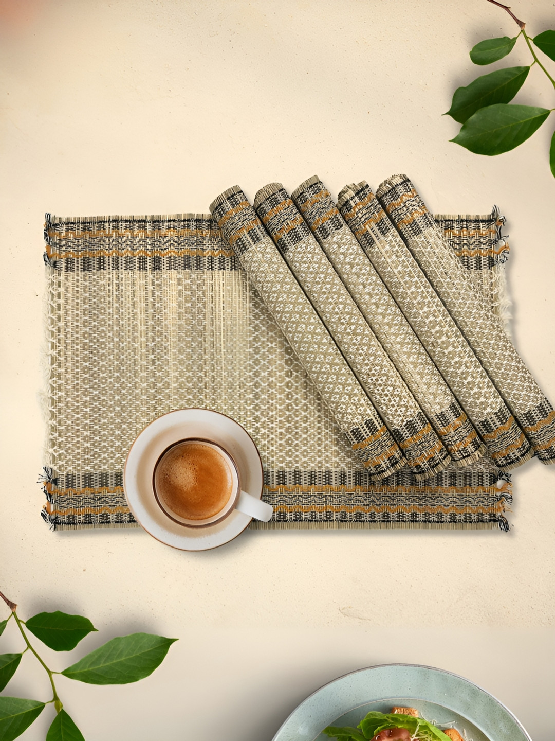 Peepul Tree 6-Pcs Beige Grass Table Placemats