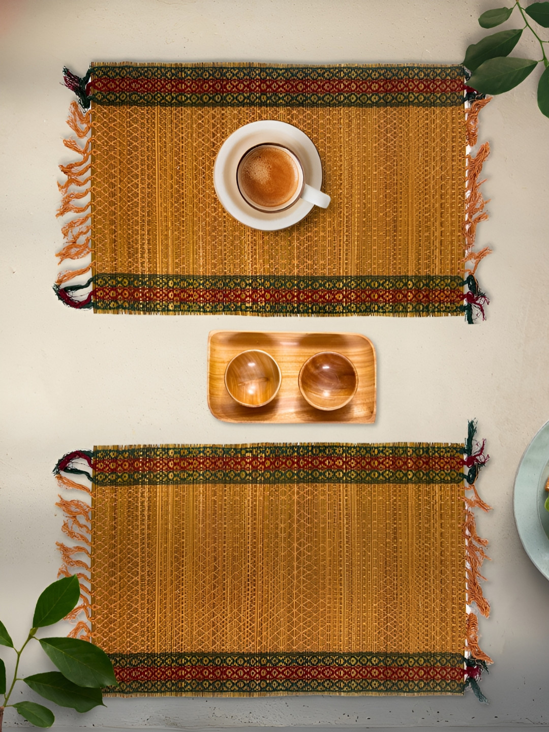 Peepul Tree Set Of 2 Rust Grass Table Placemats