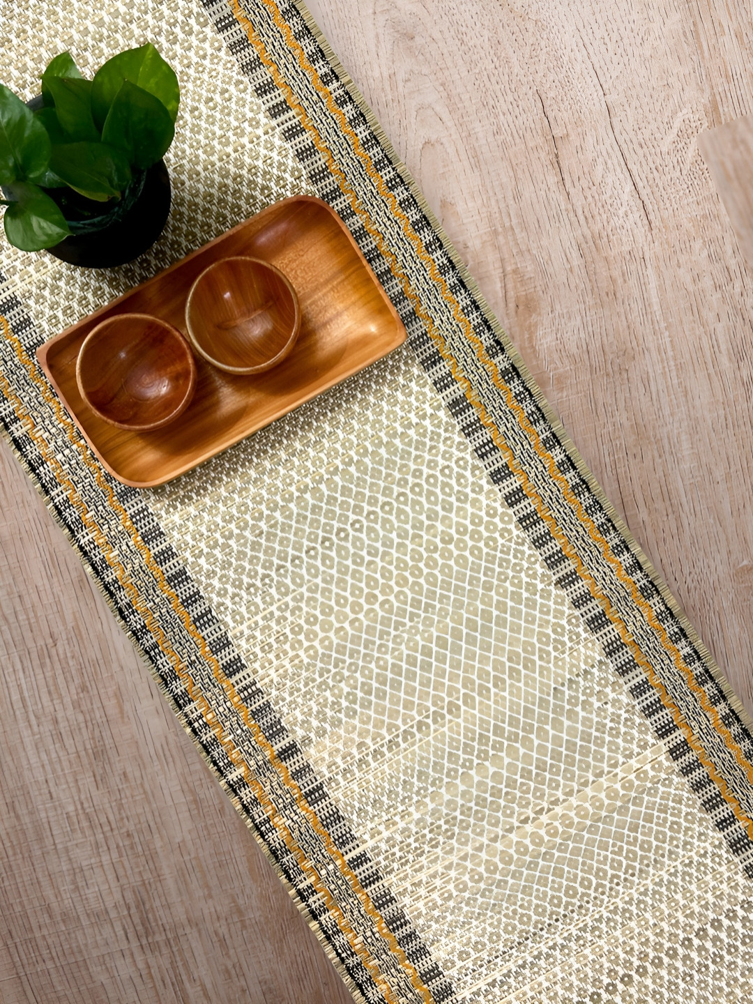 Peepul Tree Beige Printed Table Runners