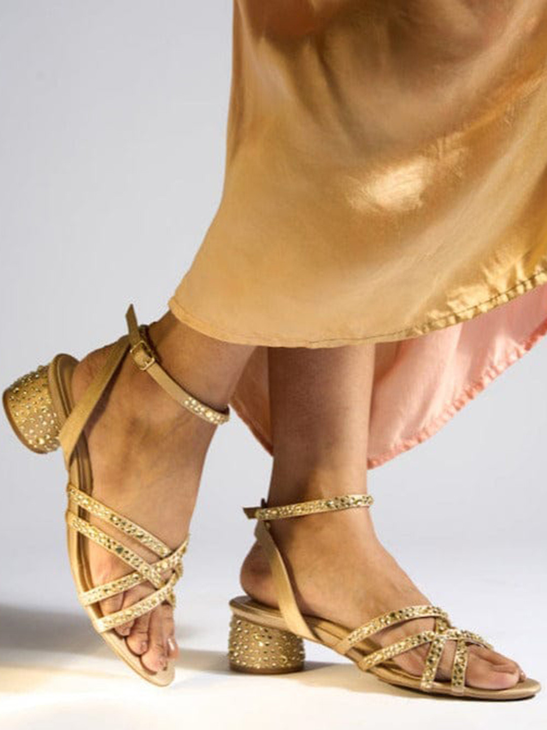CAI Women Strappy Crystal Embellished Heels