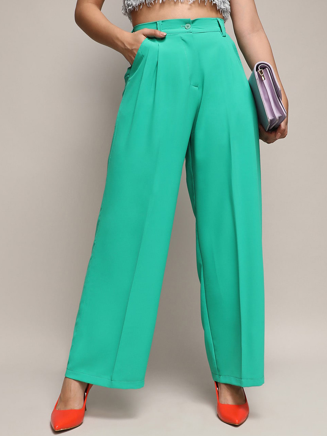 PINACOLADA Women Relaxed Loose Fit Easy Wash Trousers