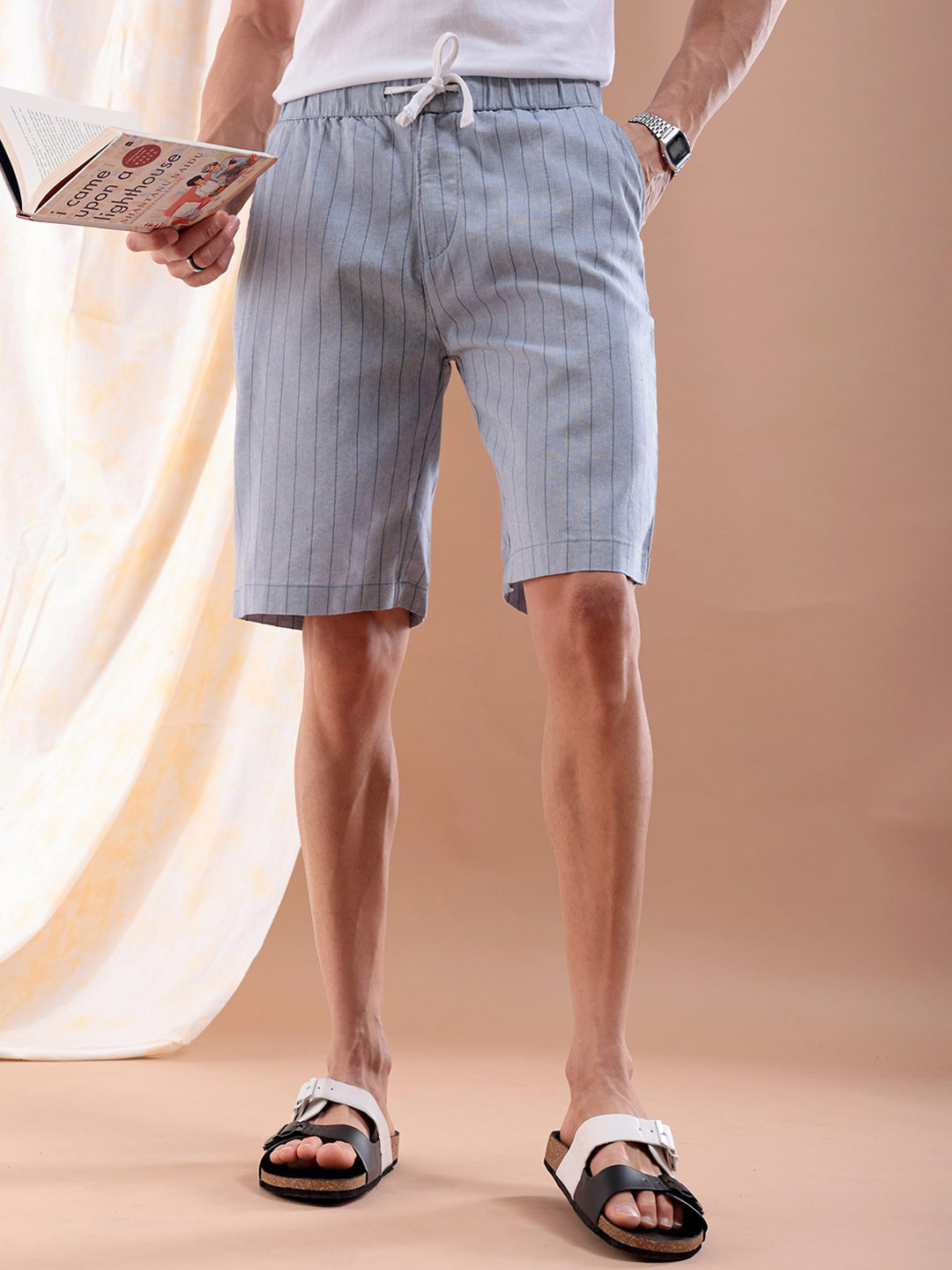 The Indian Garage Co Men Striped Loose Fit Technology Shorts