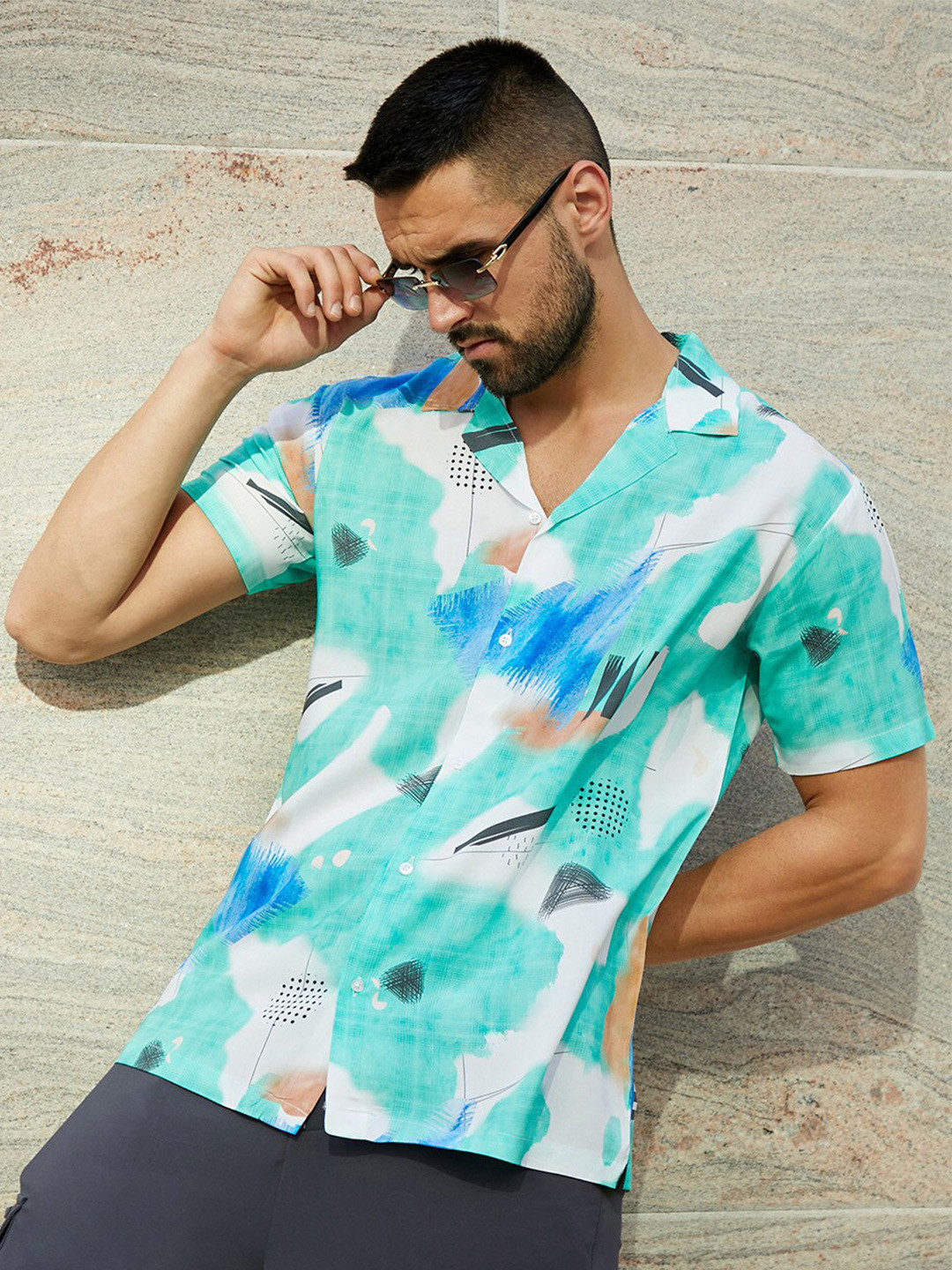 Campus Sutra EcoLiva Abstract Strokes Shirt