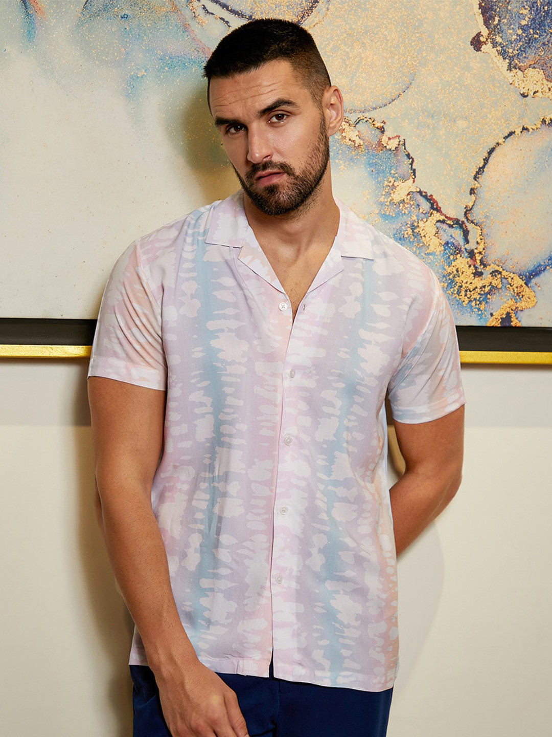 Campus Sutra Pastel Vertical Ombre Shirt