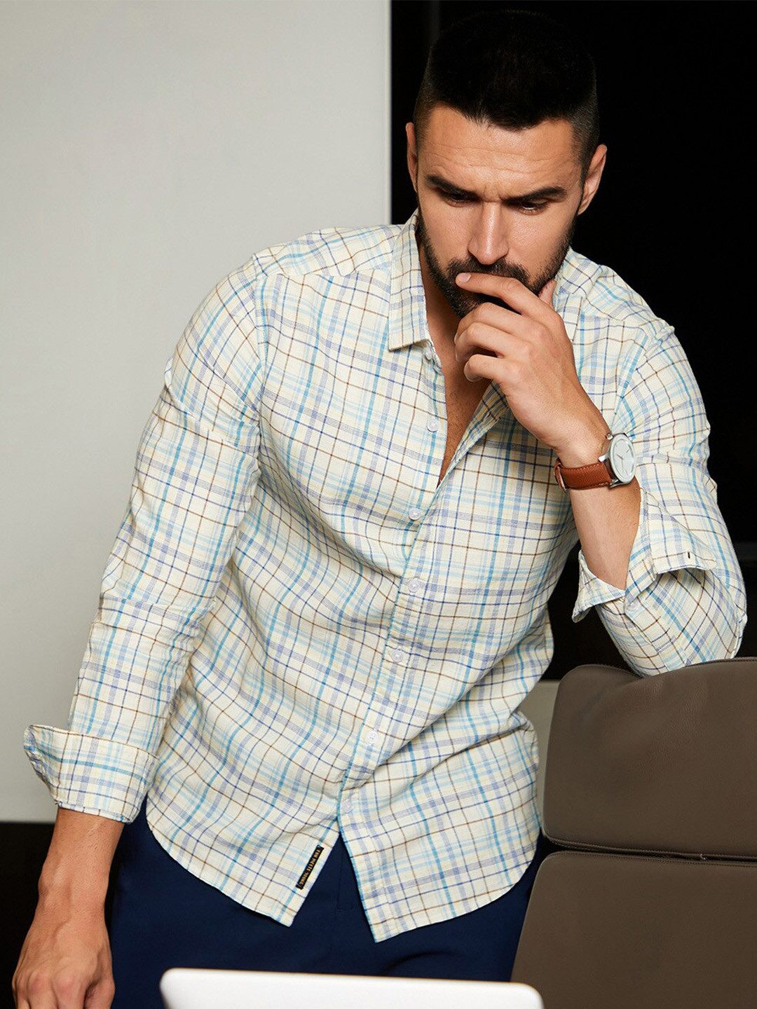 Campus Sutra Tartan Plaid Shirt