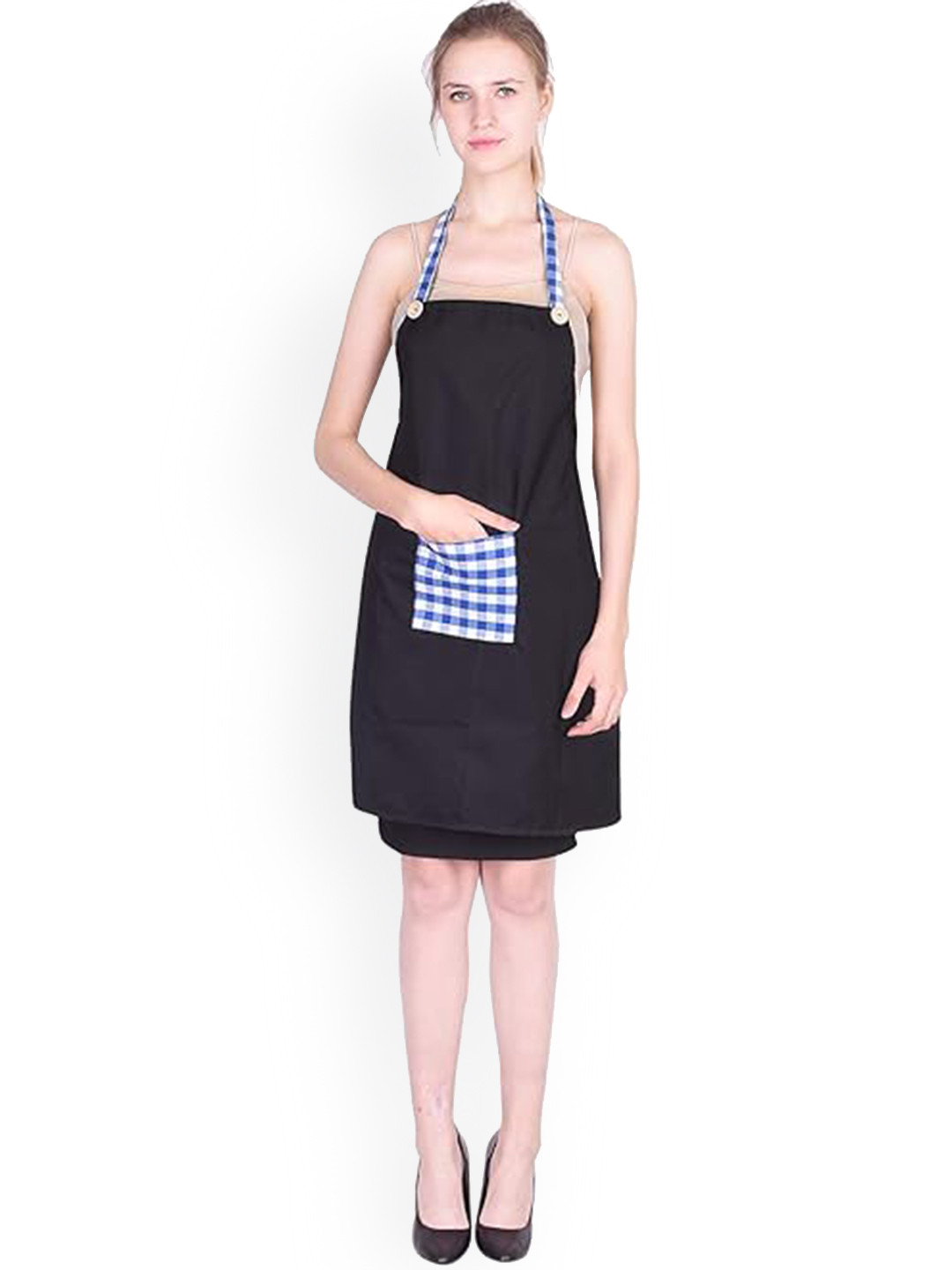SWITCHON Black & Blue Checked Pocket Waterproof Apron