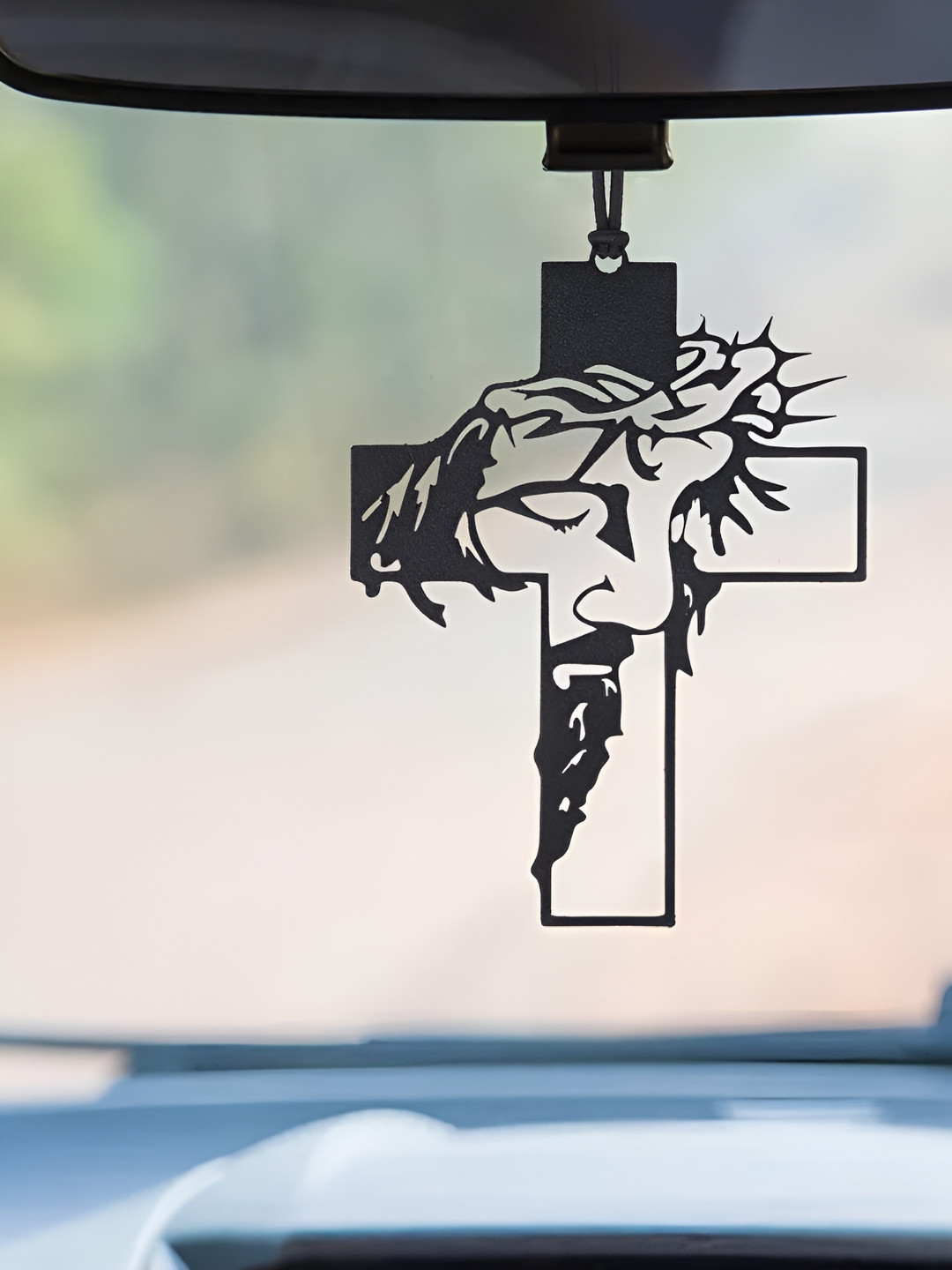 BS AMOR Dream Catcher Black Jesus Christ Crucifix Car Hanging Windchime