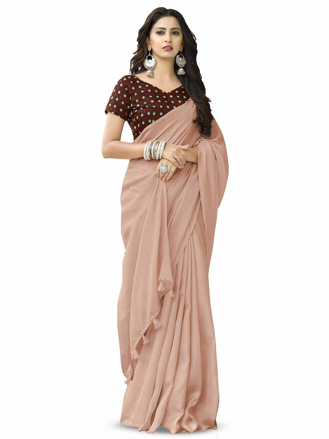 MIRAAN Pure Linen Saree With Tassels