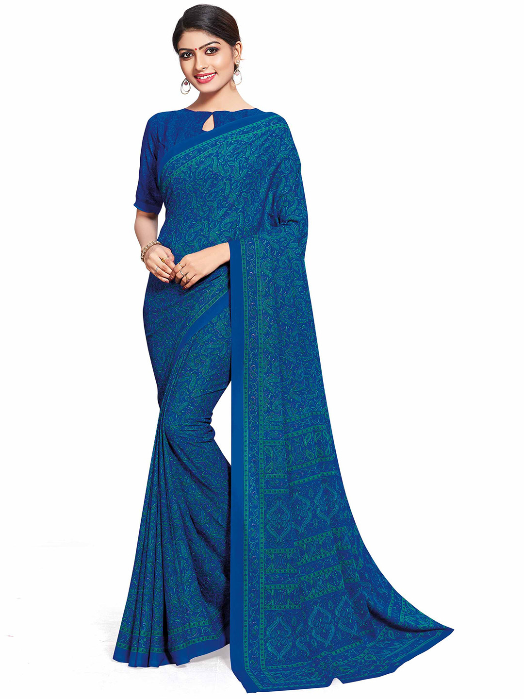 MIRAAN Ethnic Motifs Printed Art Silk Saree